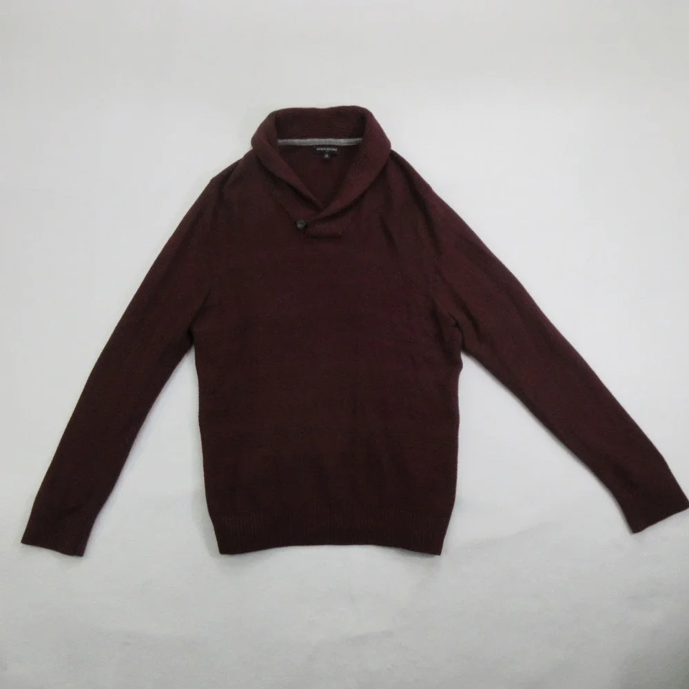 Banana Republic Men's Shawl Collar Sweater XL Burgundy Cotton Wool Blend